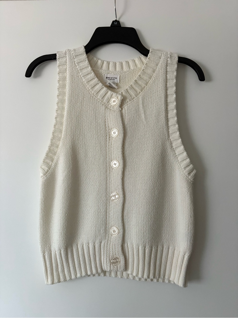 Song of Style Cream Button-Front Knit Vest